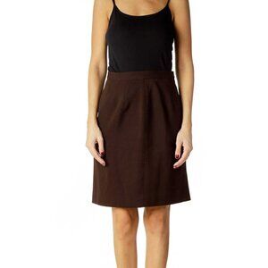 Gianni Brown Wool Pencil Skirt